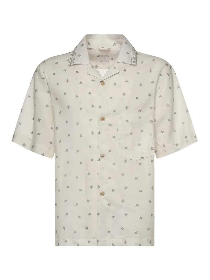 Camicia Bowling In Lino E Cotone Bianco