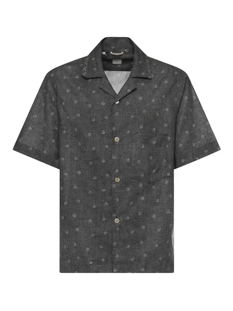 Camicia Bowling In Lino E Cotone Nero