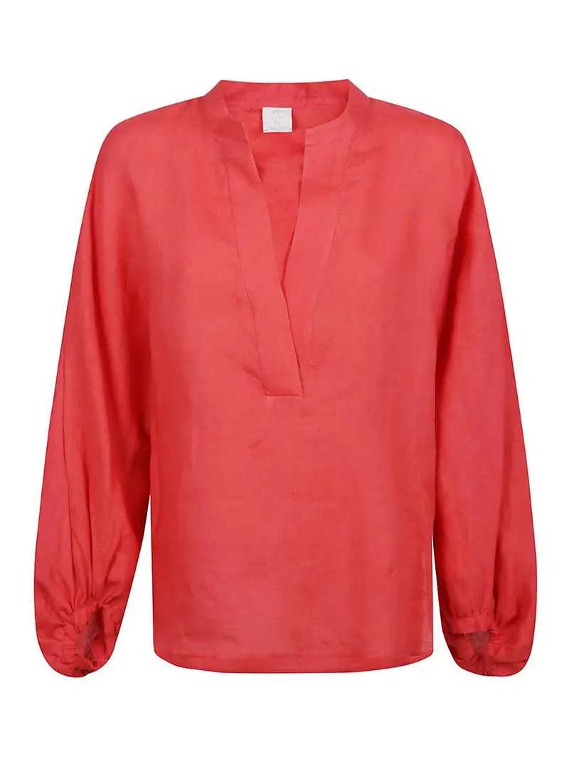 Camicia Corallo In Lino Rosso Chiaro