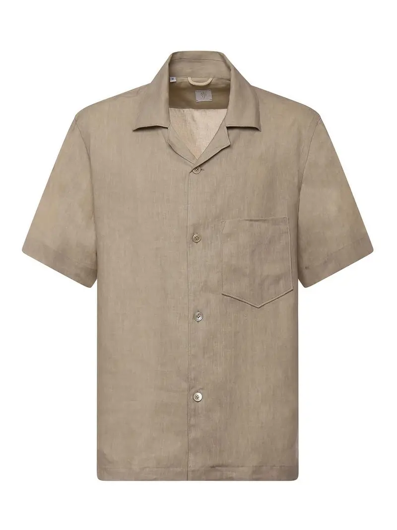 Camicia da bowling in lino Beige Chiaro
