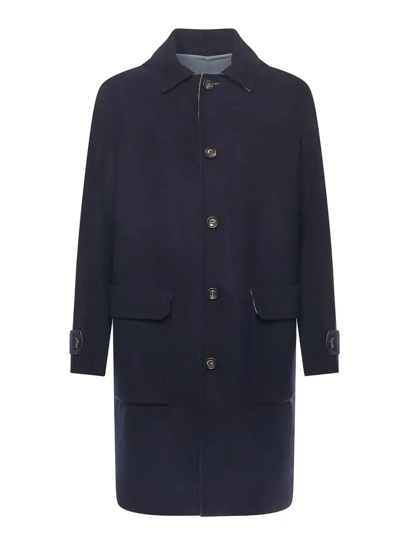 Cappotto monopetto in lana Blu