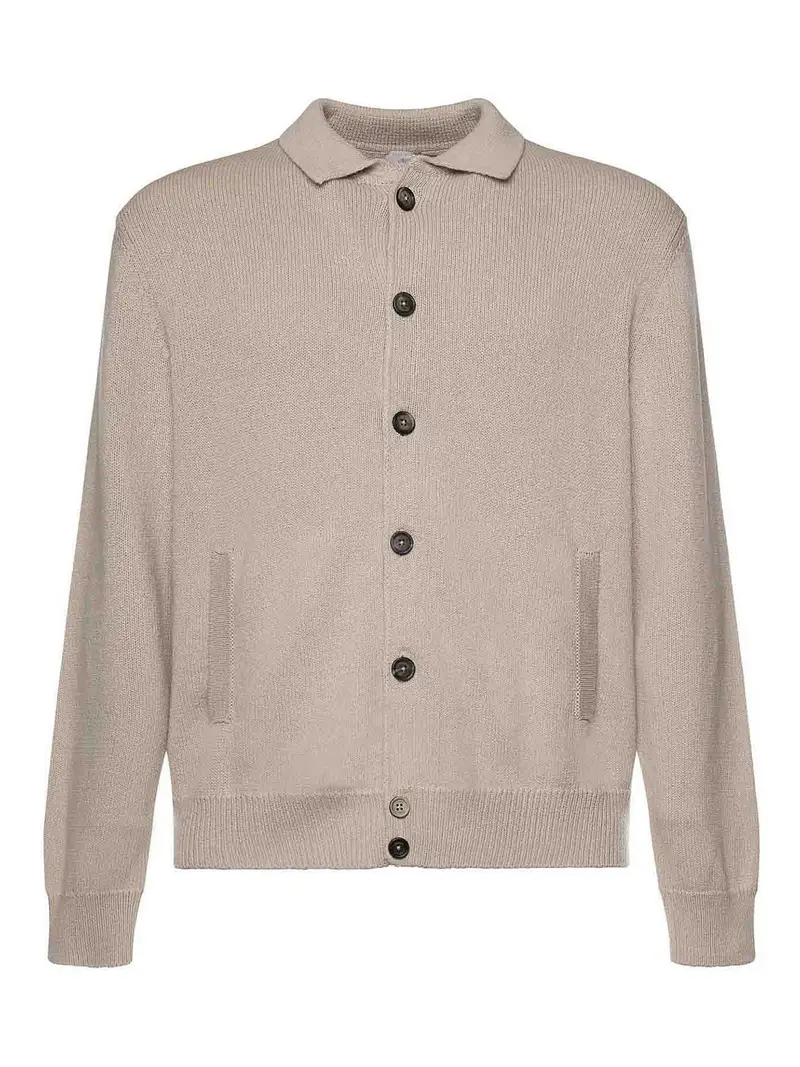 Cardigan in cotone e seta Beige