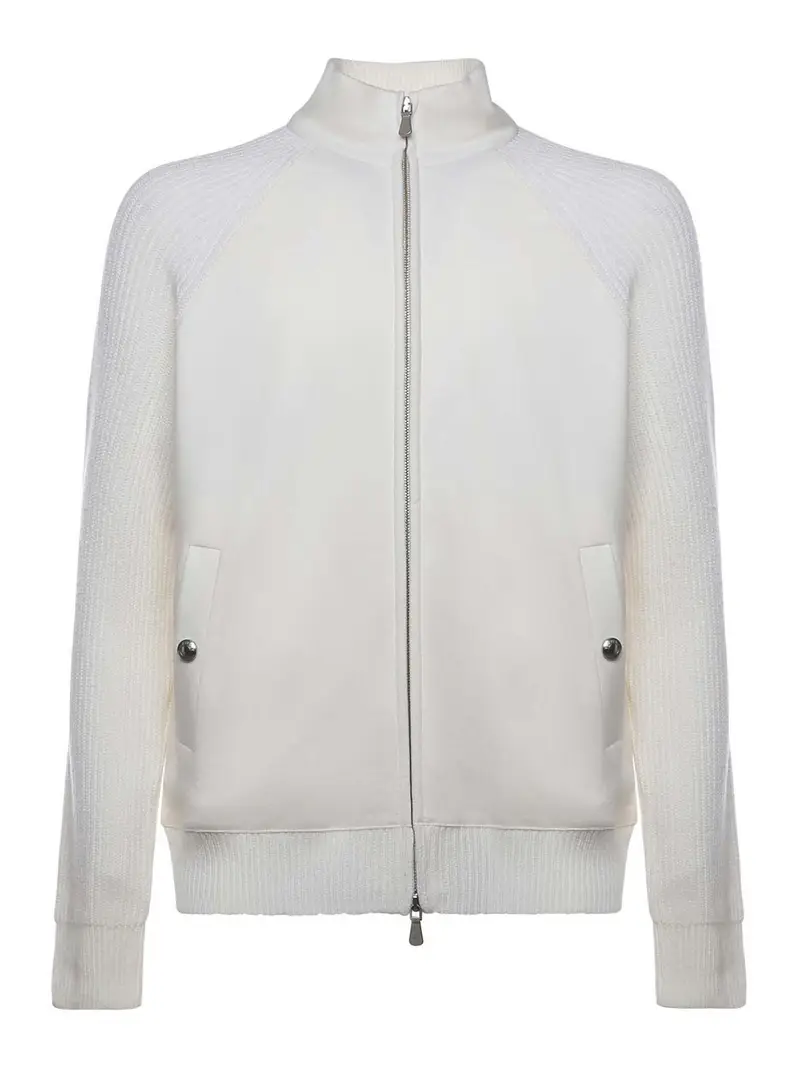 Giacca con zip in lana Beige