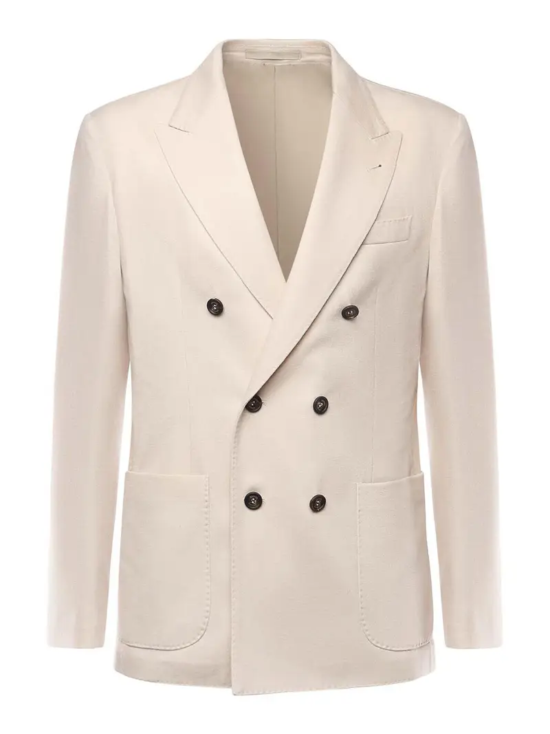 Giacca Doppiopetto In Lana Beige
