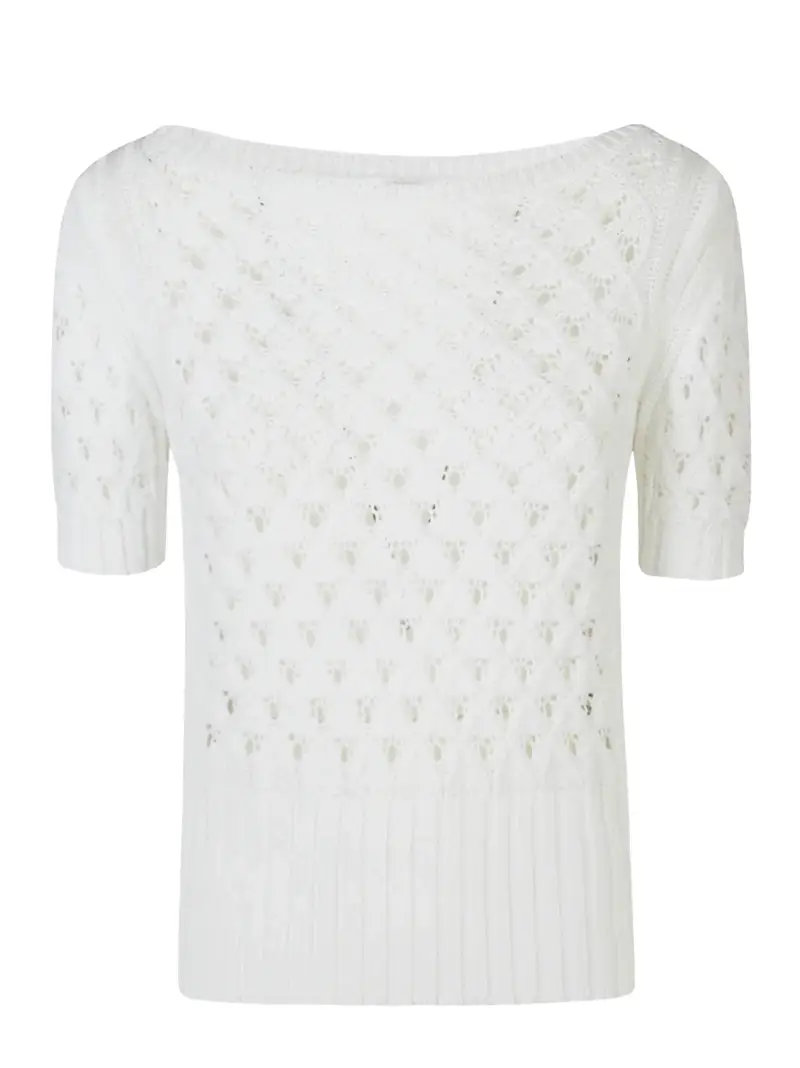 Maglia bianca traforata Bianco