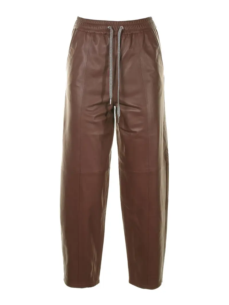 Pantalone In Pelle Marrone