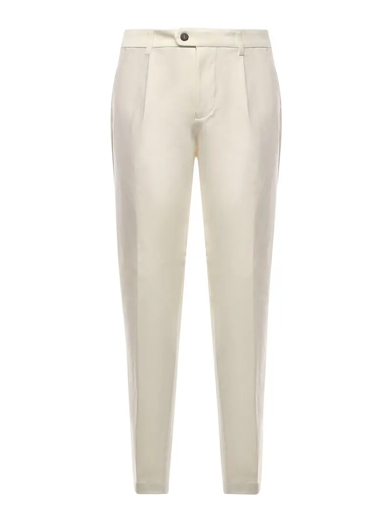 Pantaloni In Cotone E Cashmere Bianco