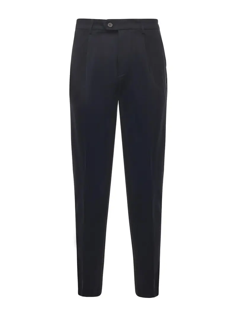 Pantaloni In Cotone E Cashmere Blu