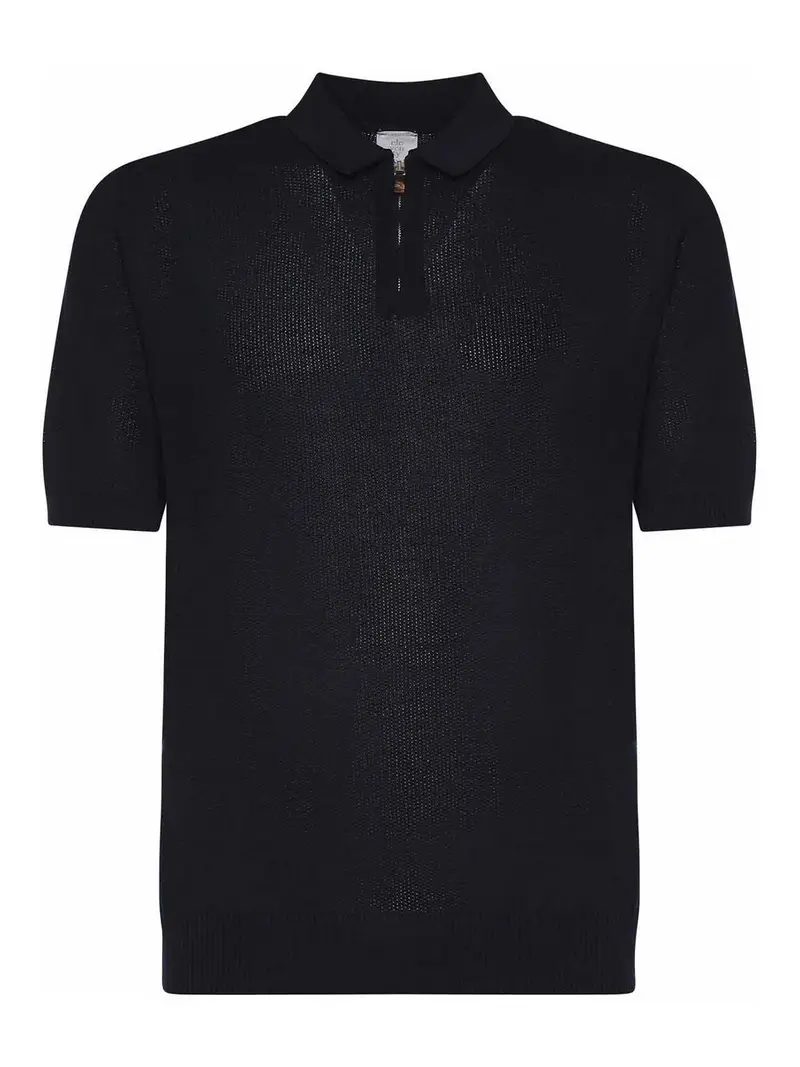 Polo con zip in cotone Blu