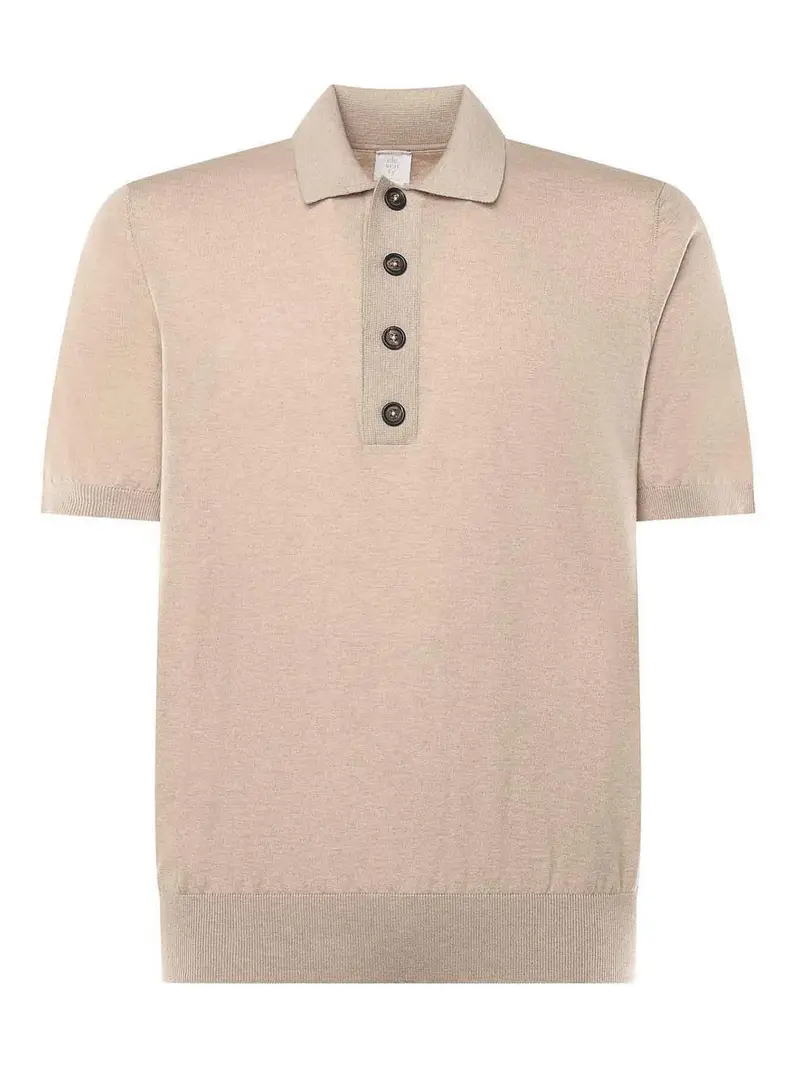Polo In Cotone E Cashmere Beige