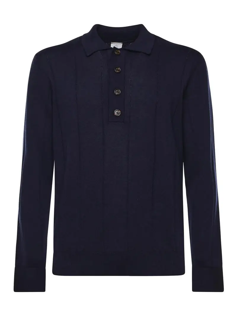 Polo In Cotone E Cashmere Blu