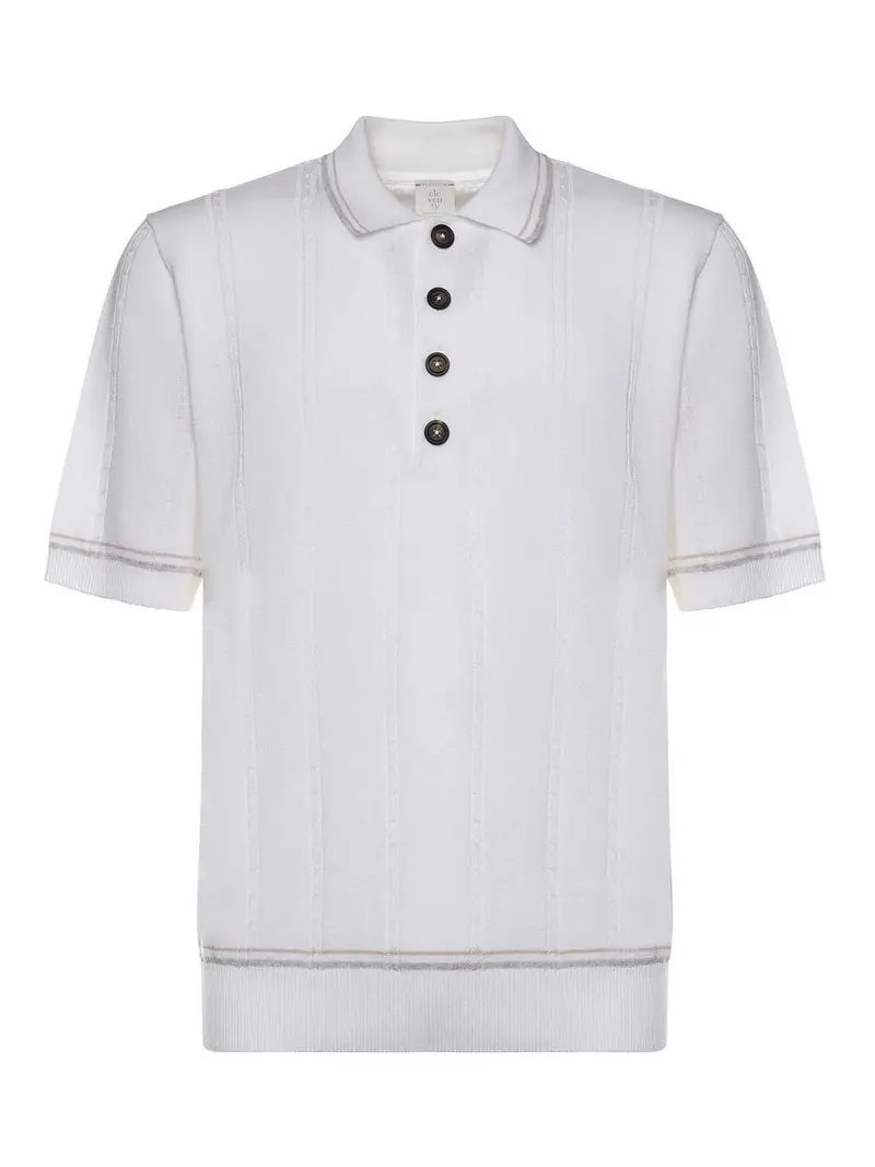 Polo In Lino E Cotone Beige