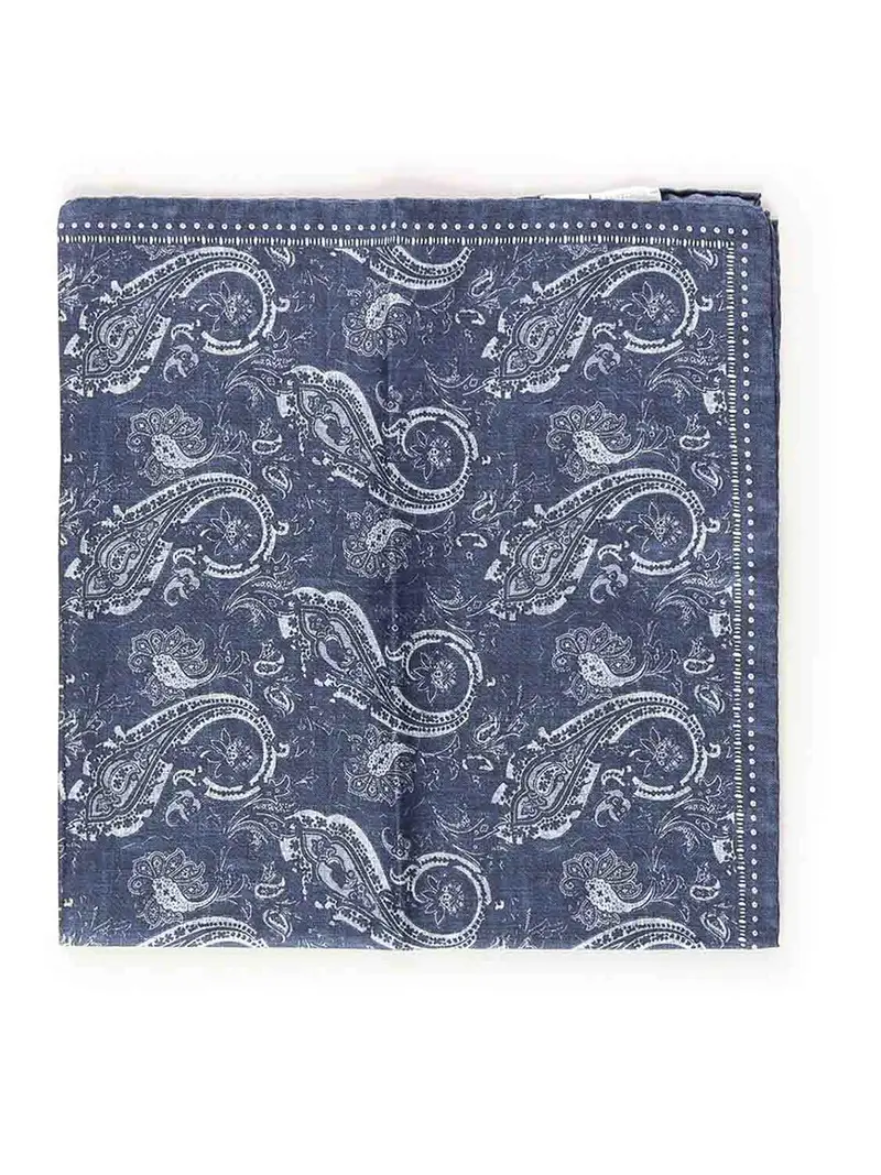 Sciarpa con stampa in seta Blu