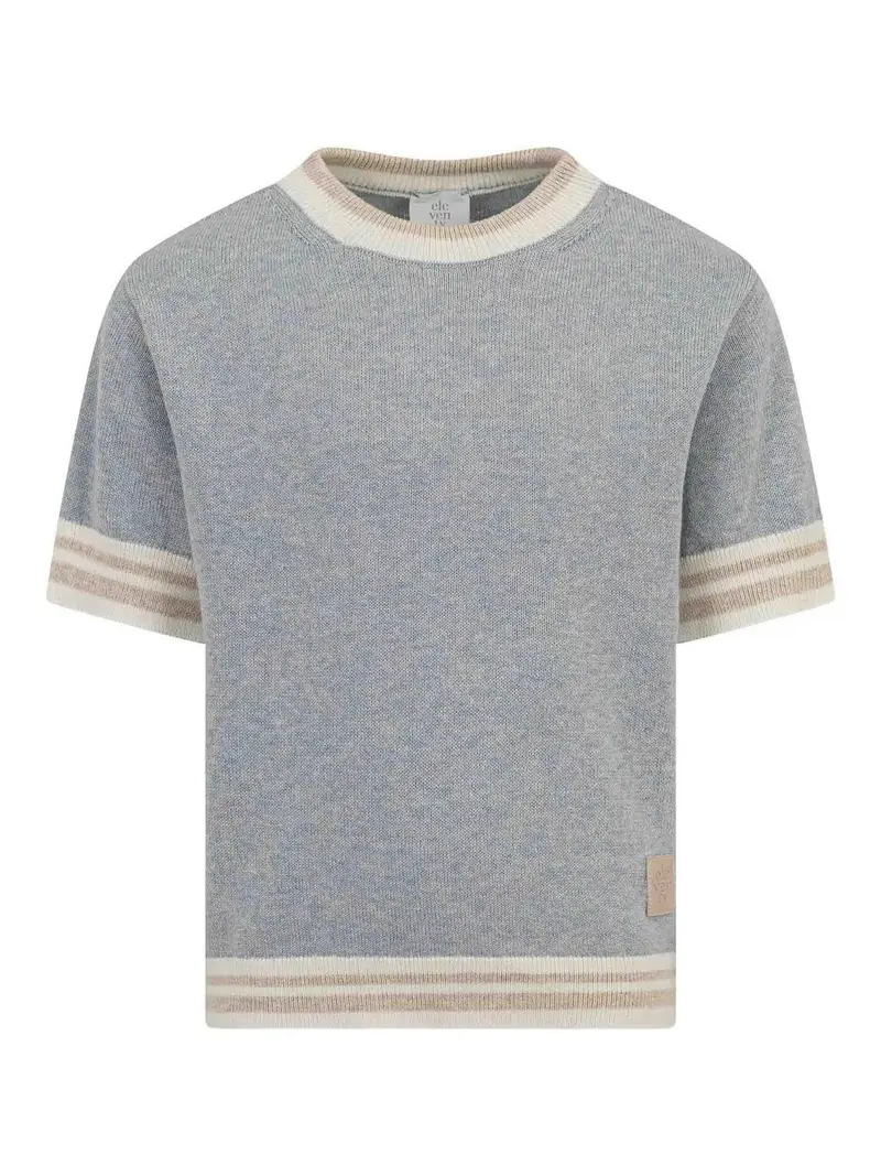 T-Shirt Con Dettagli A Righe Blu
