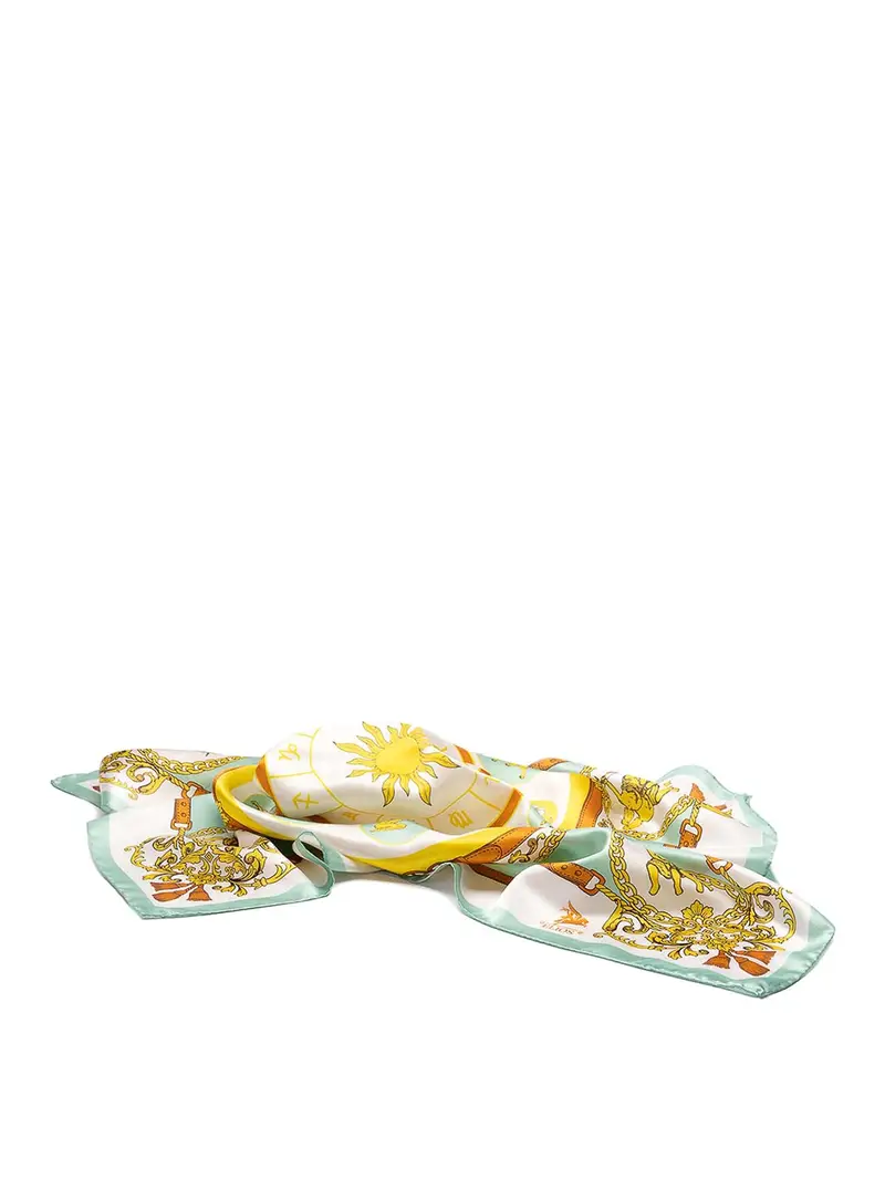 Sciarpa Di Seta Con Segno Zodiacale Multicolore