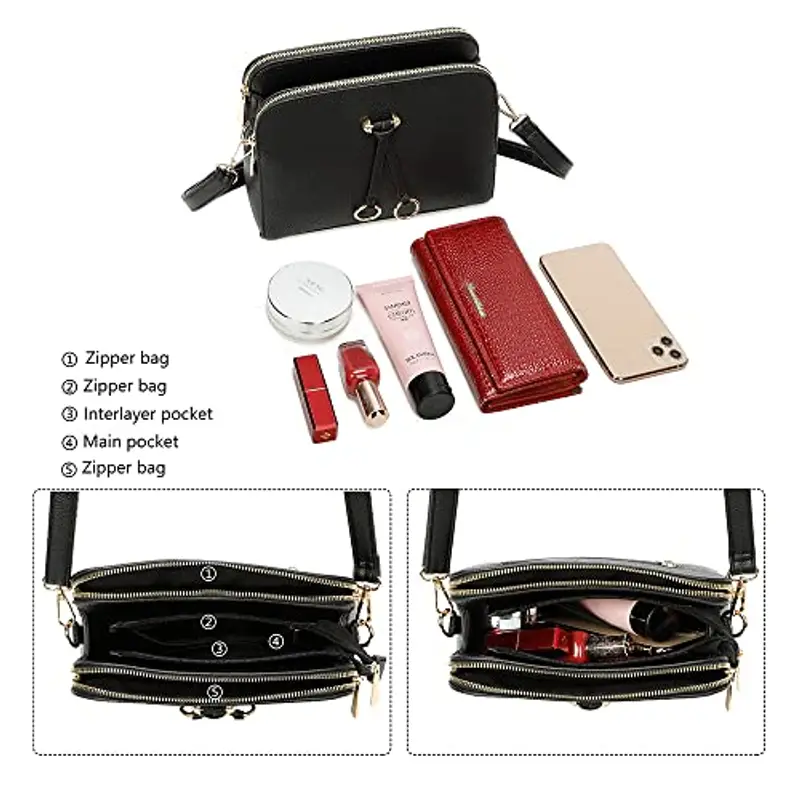 ELIOX Borsa a tracolla Donna Nero 758275 miniatura 5