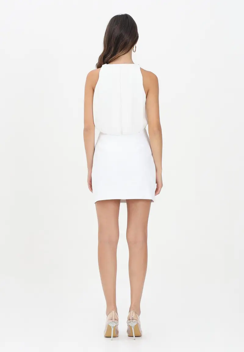 ELISABETTA FRANCHI Abito corto avorio da donna con accessorio in metallo dorato con charms miniatura 3