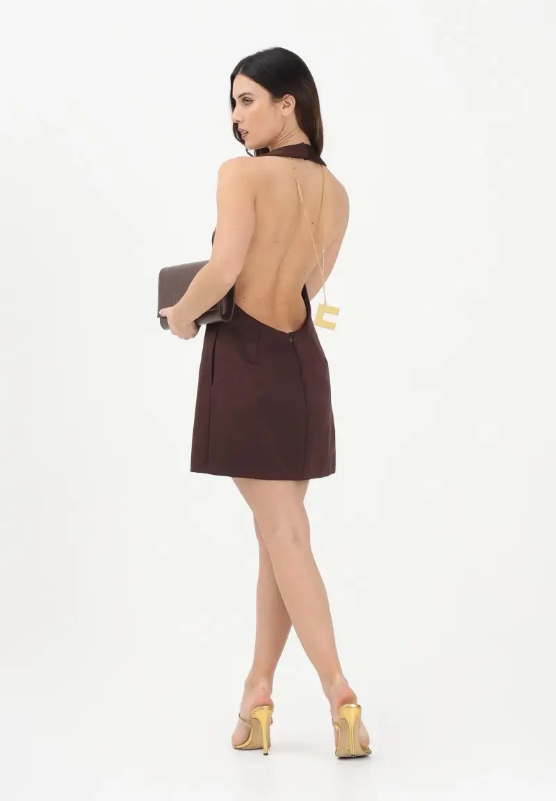 Abito corto cacao da donna con collana miniatura 2