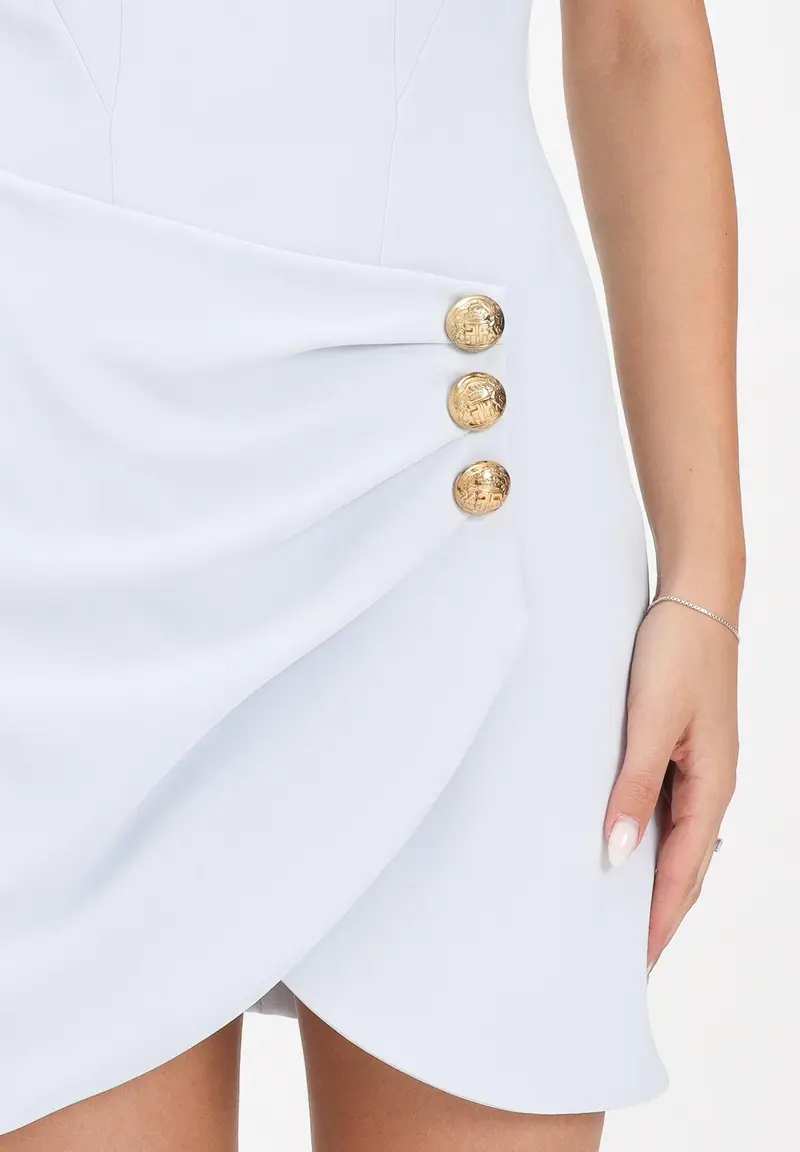 ELISABETTA FRANCHI Abito corto ghiaccio da donna con bottoni gioiello miniatura 2