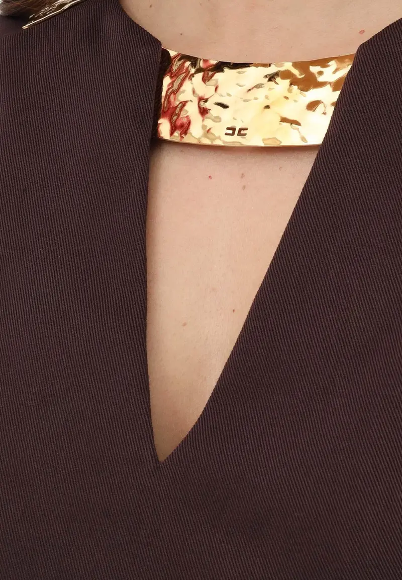 Abito corto marrone da donna con placche miniatura 3