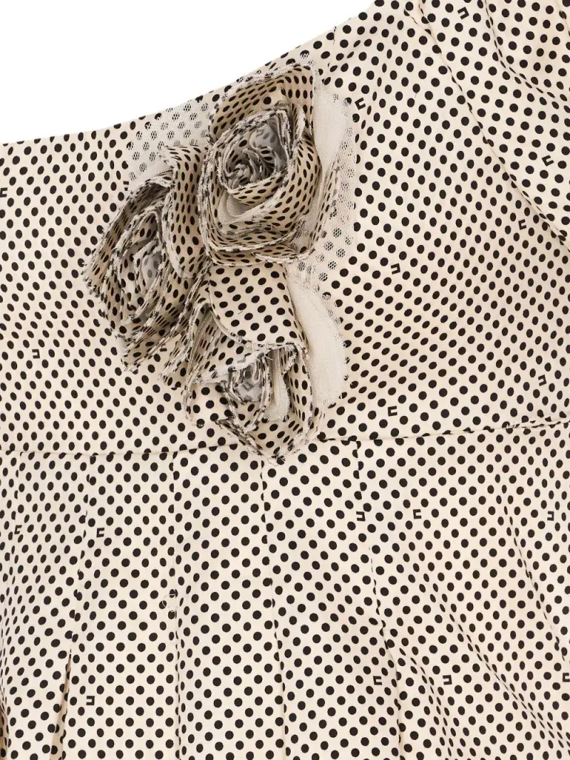 Abito in cotone con stampa pois e rose ricamate Burro miniatura 3