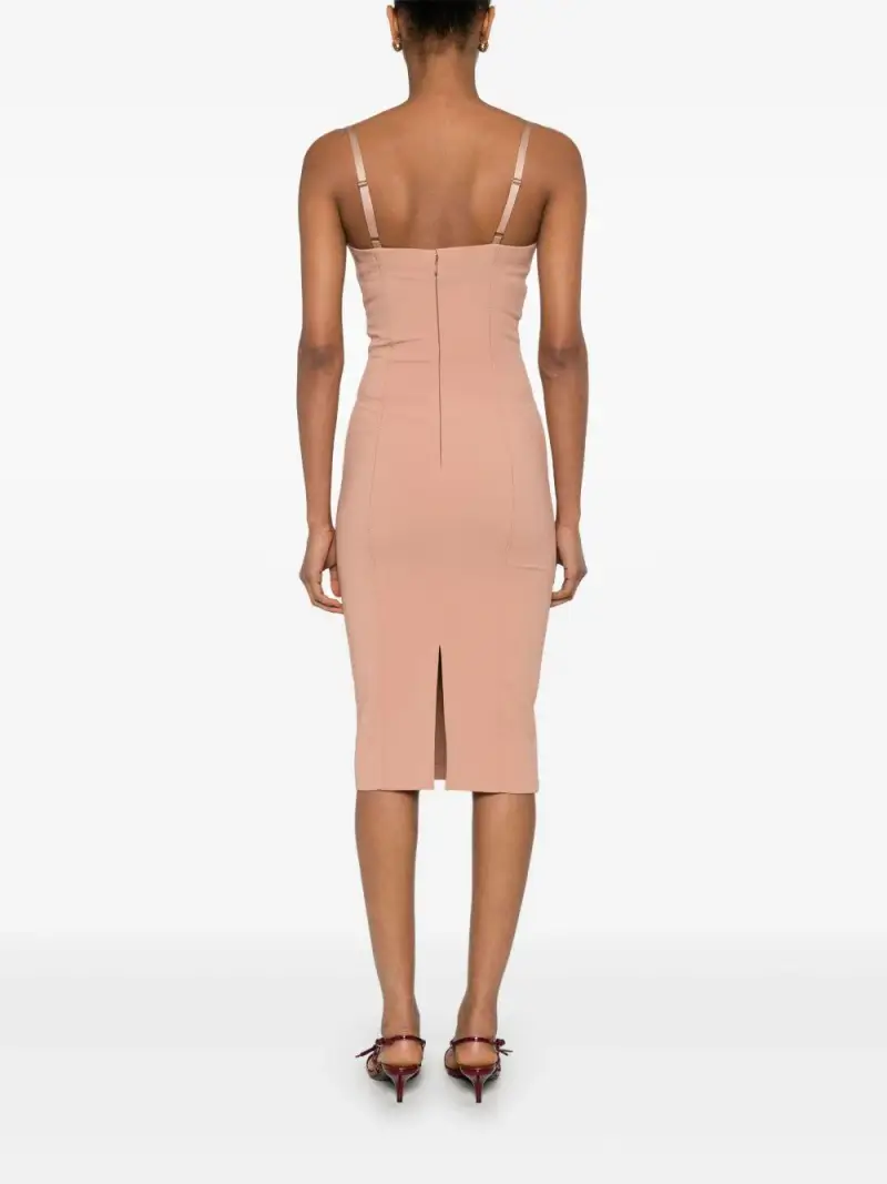 Abito in crêpe con fiocchi in raso nude miniatura 2