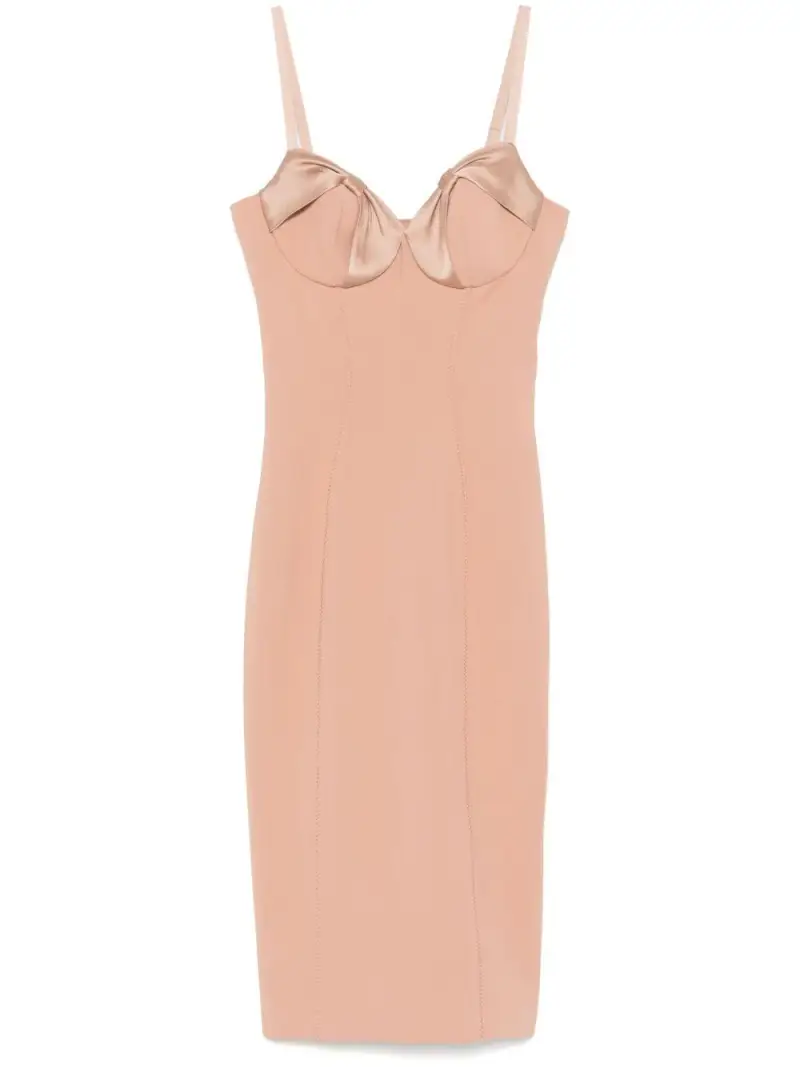 Abito in crêpe con fiocchi in raso nude