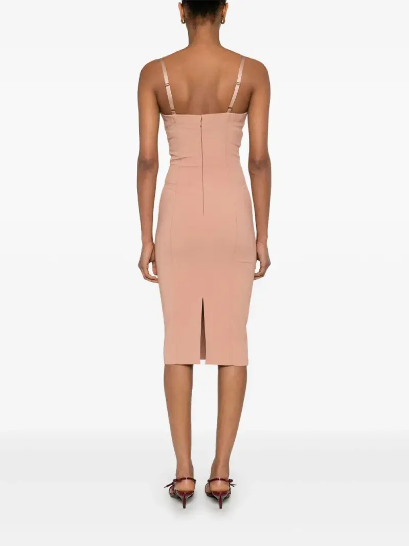 Abito in crêpe con fiocchi in raso nude miniatura 2