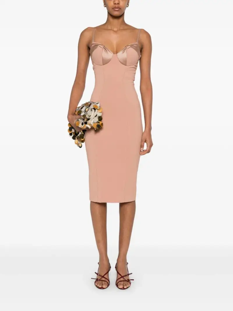 Abito in crêpe con fiocchi in raso nude miniatura 3