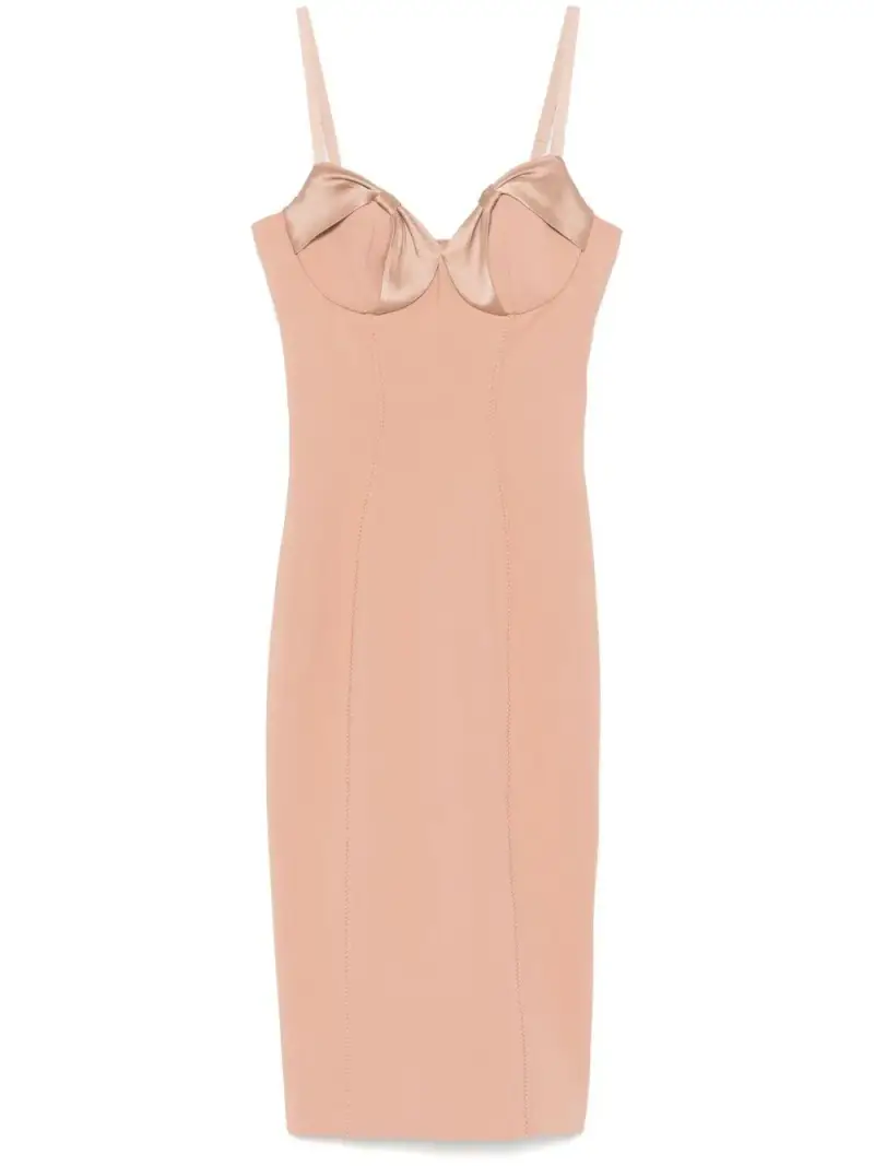 Abito in crêpe con fiocchi in raso nude