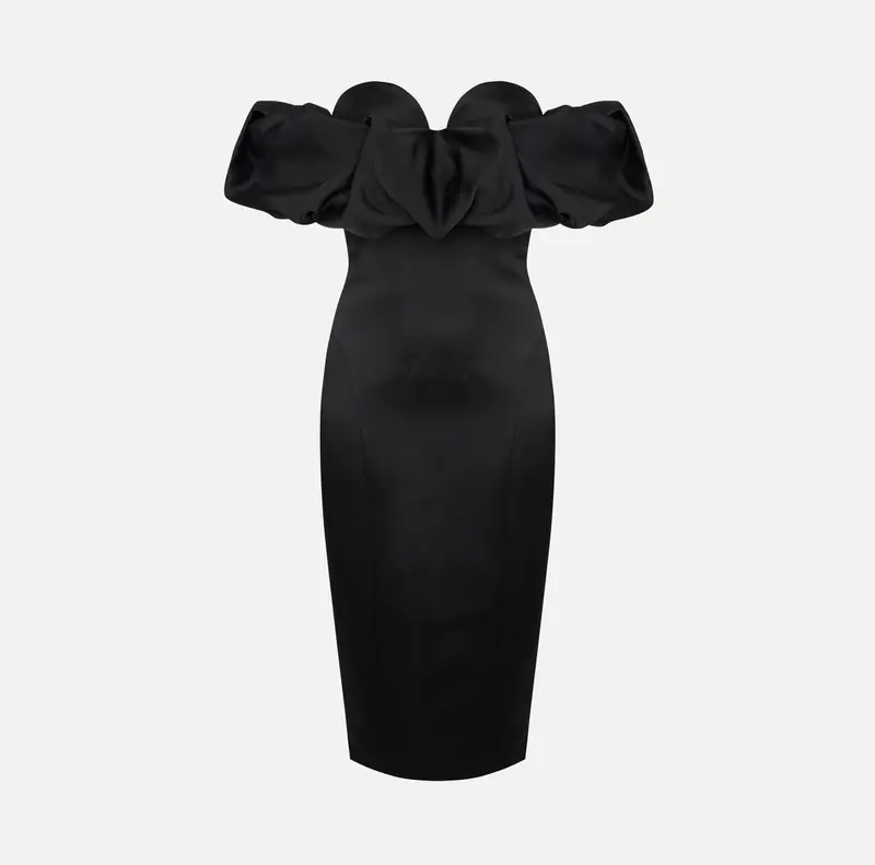 Abito in duchesse con scollo 3D