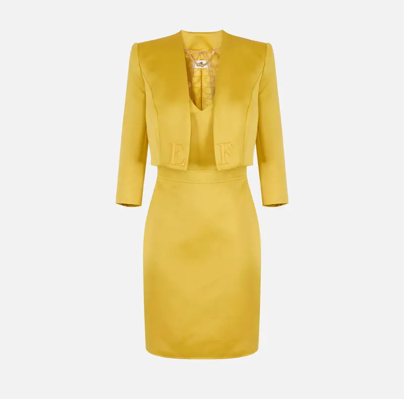 Abito in duchesse e tulle con giacca