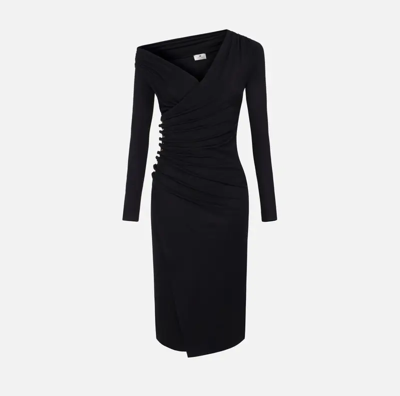 Abito in jersey con bottoni gioiello