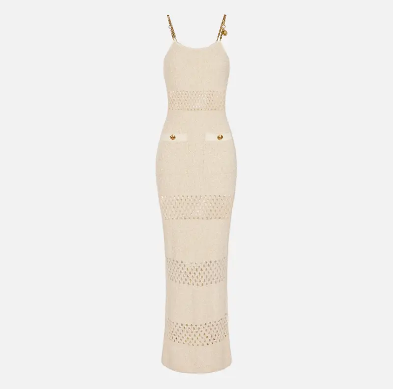 Abito in maglia bouclé con traforature