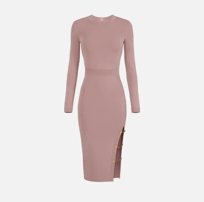 Abito in maglia di viscosa con gemelli gioiello