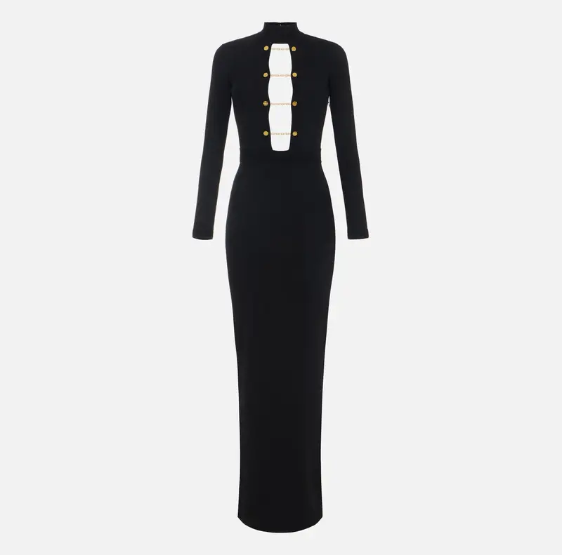 Abito in maglia di viscosa con gemelli gioiello