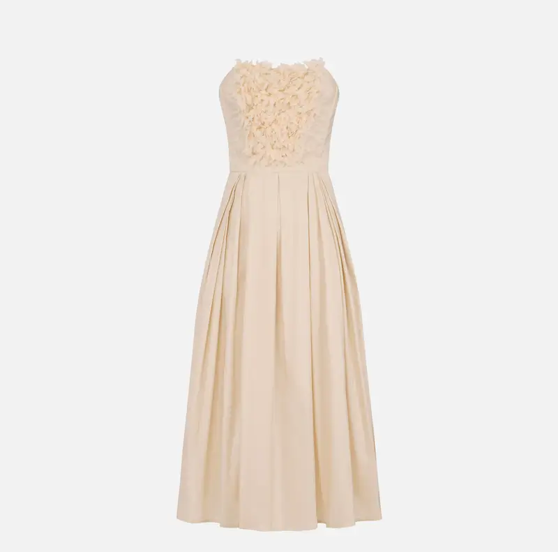 Abito in ottoman con ricami floreali 3D