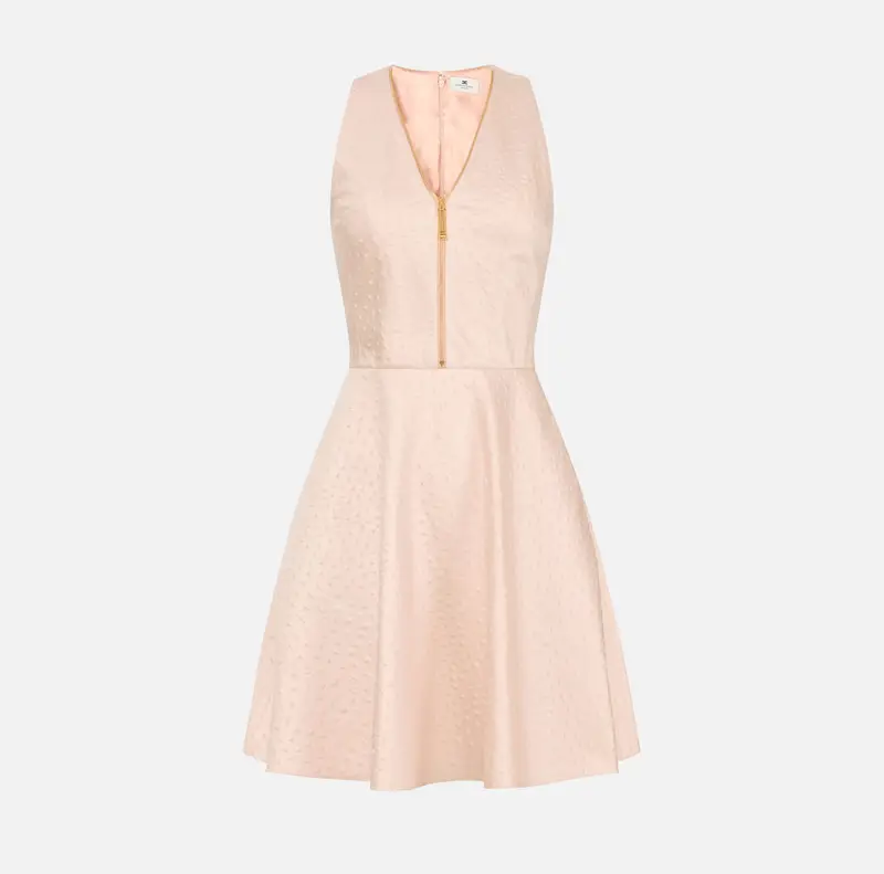 Abito in taffettà con stampa struzzo