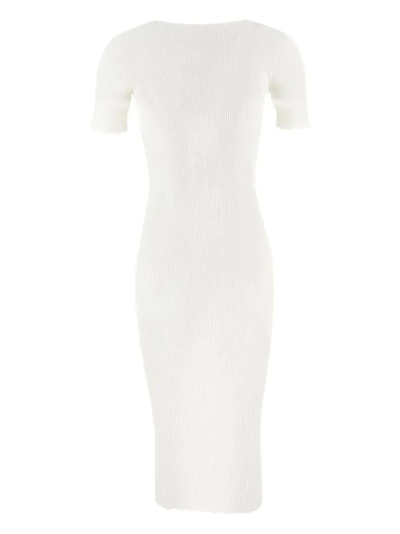 Abito in viscosa a costine con collana avorio miniatura 3