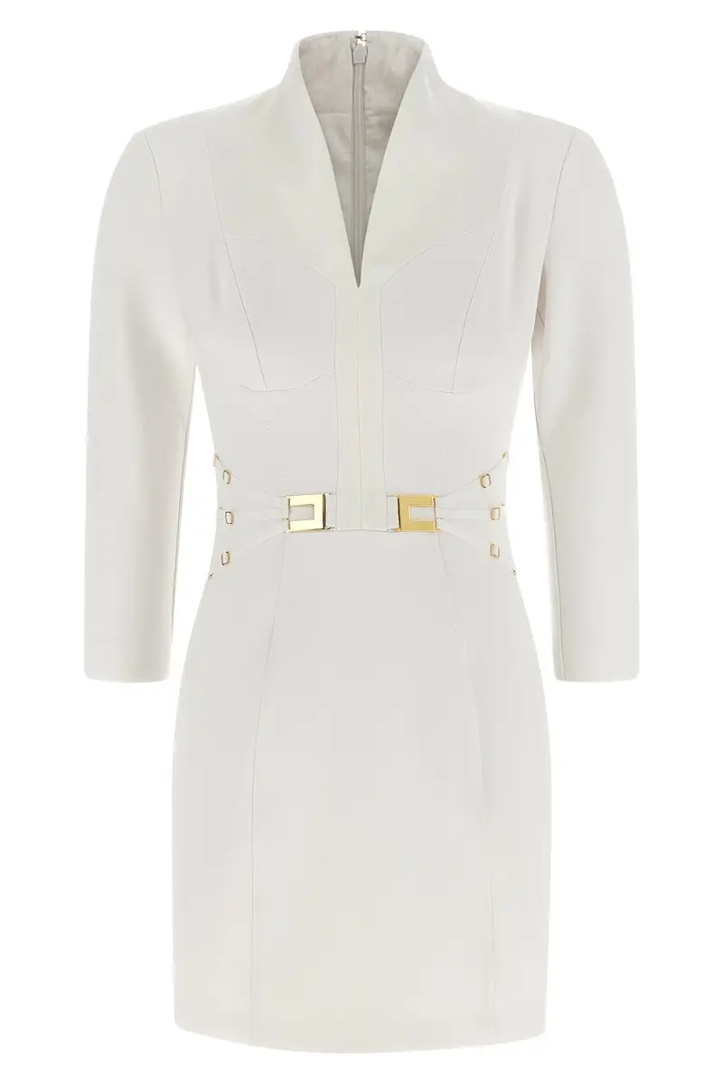 Abito Logo Con Elastici Bianco