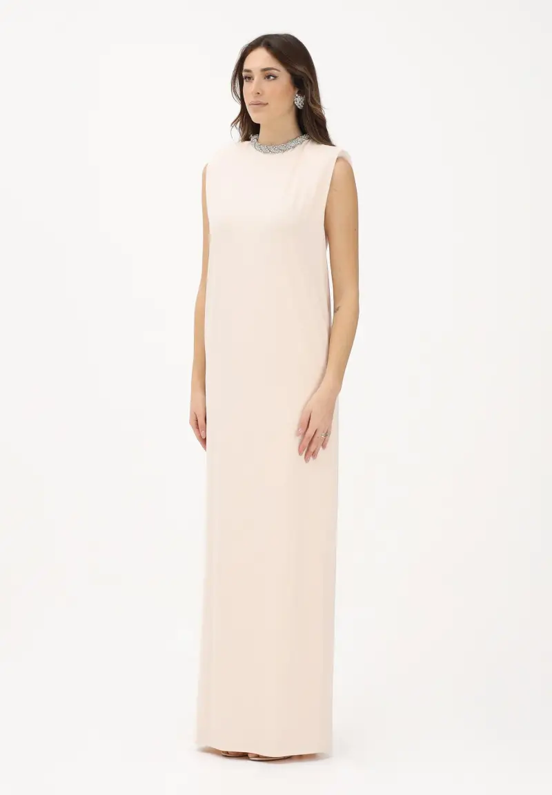 Abito lungo burro da donna con girocollo gioiello