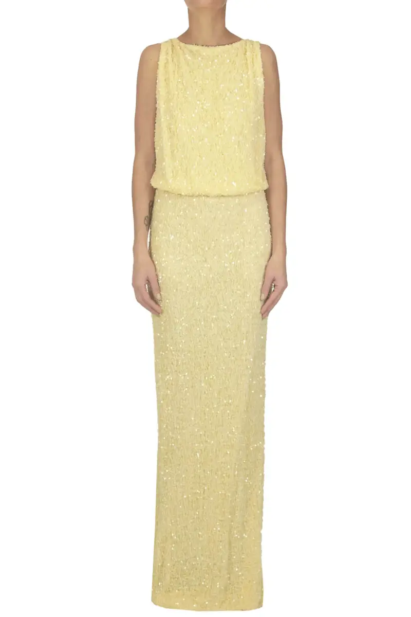 Abito lungo con paillettes Limone