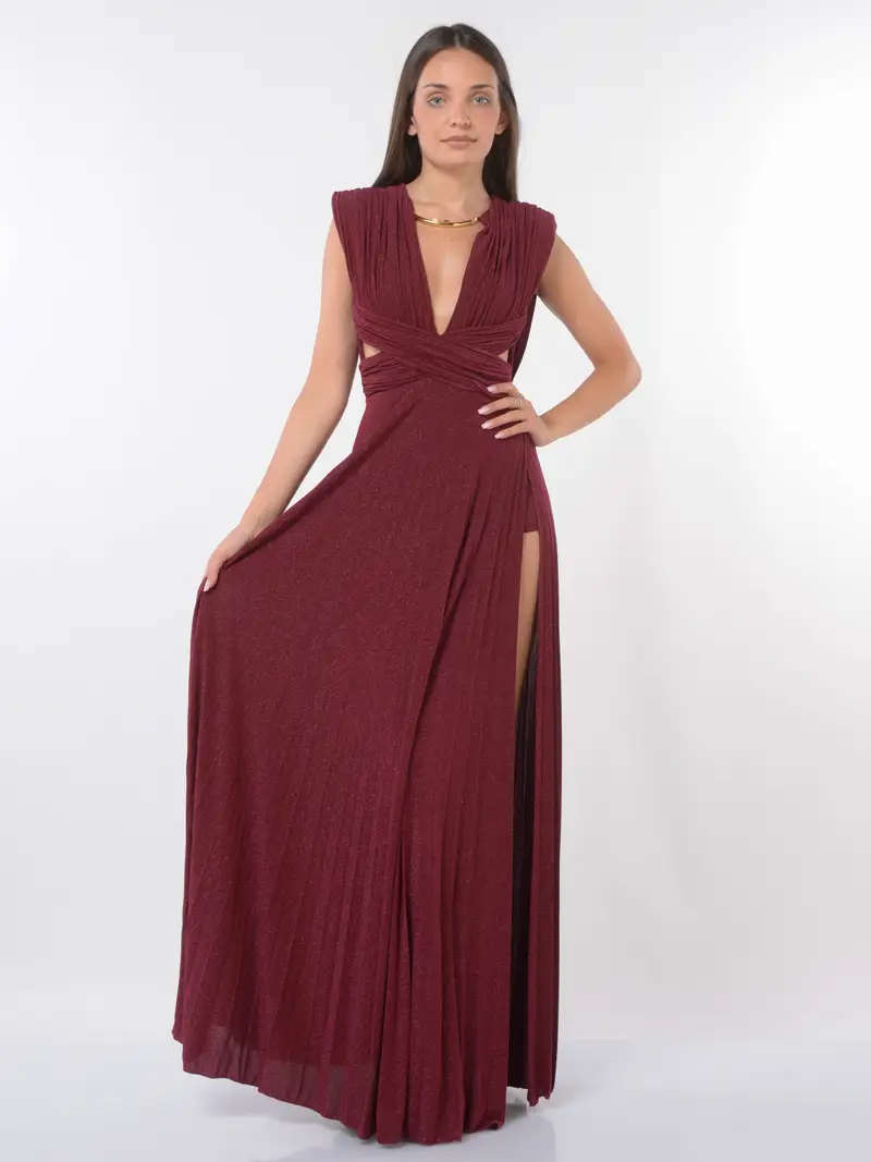 abito lungo da donna Elisabetta Franchi Red Carpet in jersey lurex Rosso miniatura 2