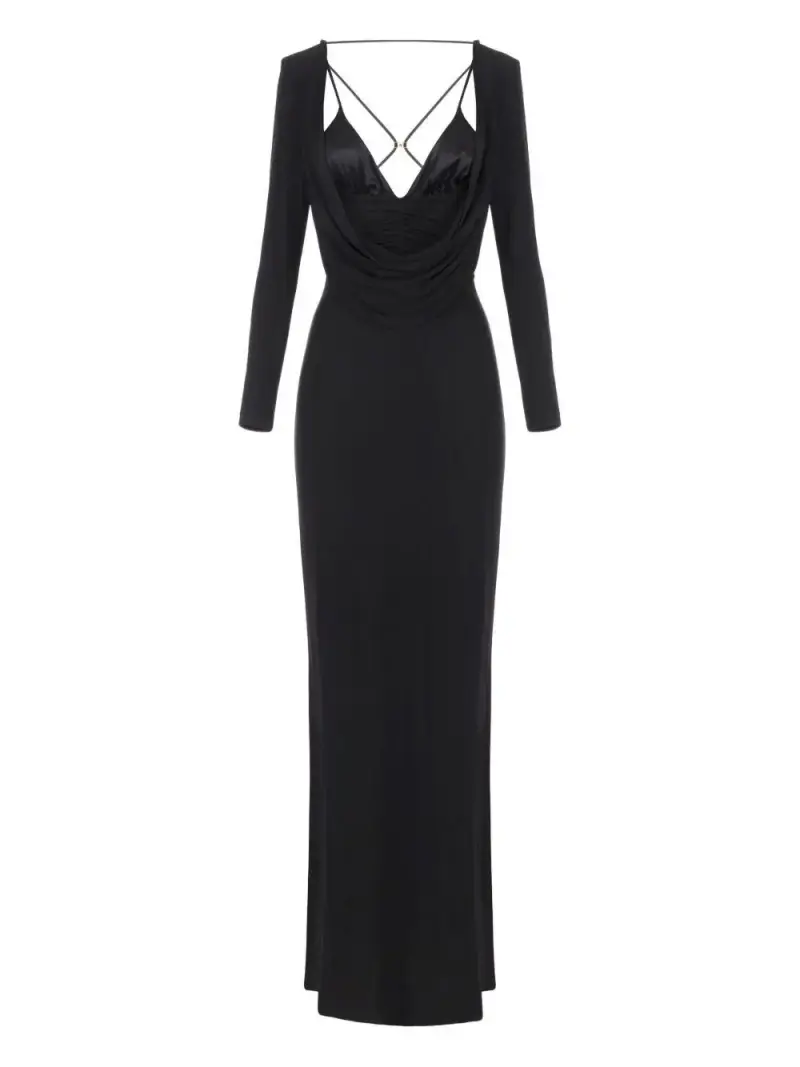 Abito Lungo Drappeggiato Nero