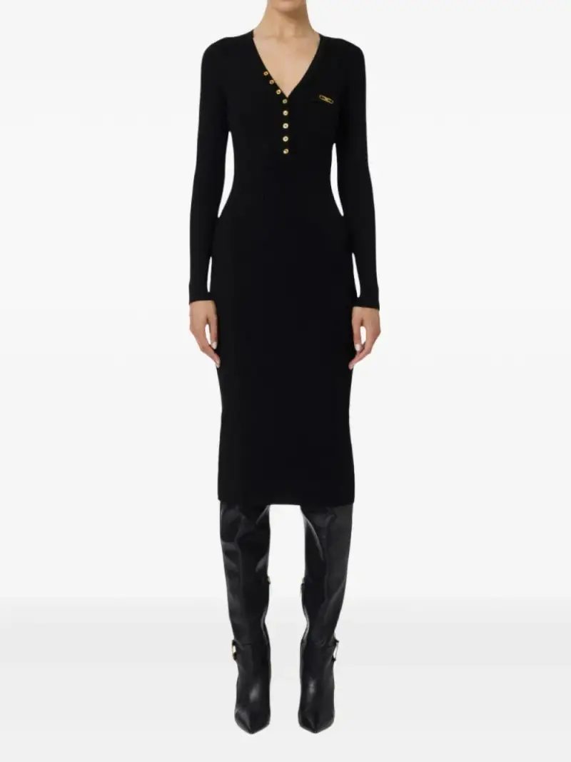 Abito Midi a Coste Nero miniatura 2