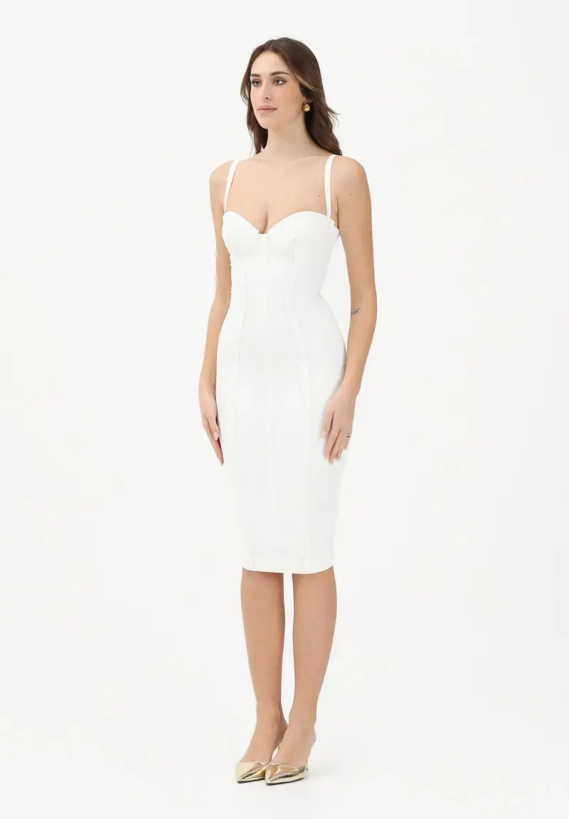 Abito midi avorio da donna