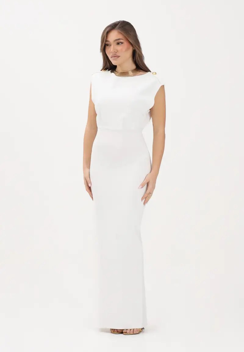 Abito midi avorio da donna