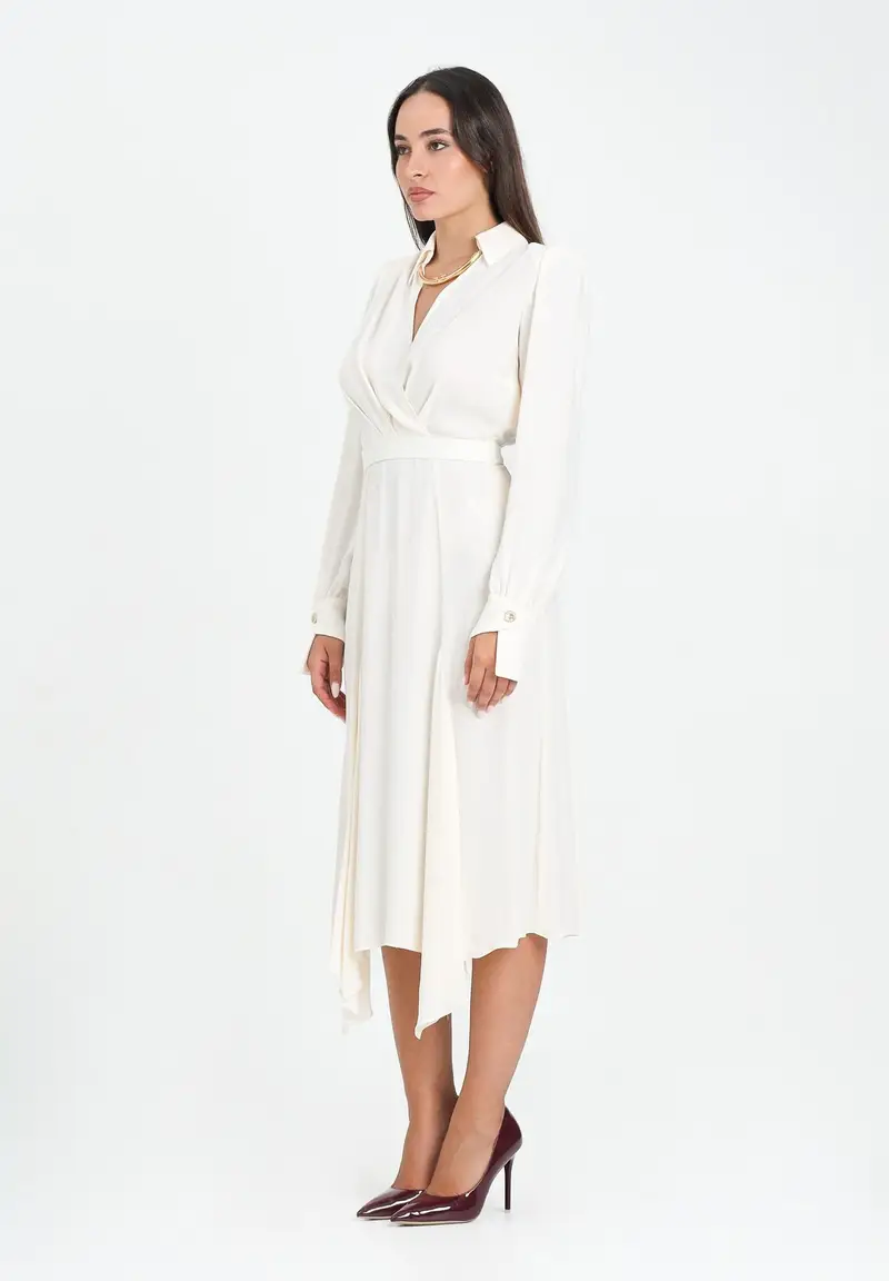 ELISABETTA FRANCHI Abito midi bianco latte da donna