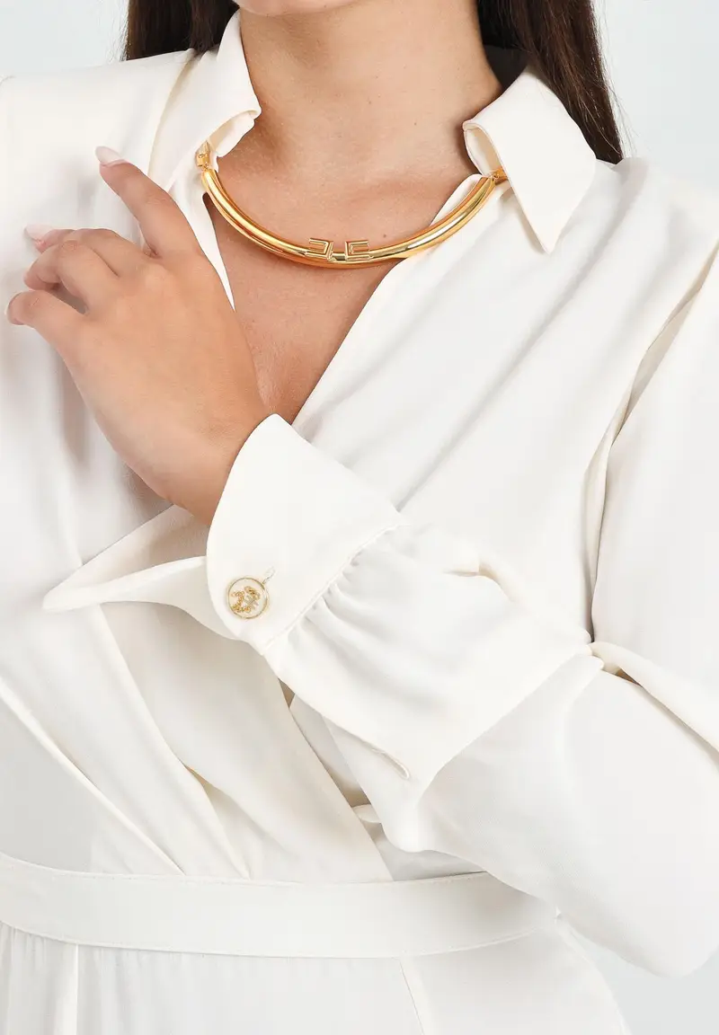 ELISABETTA FRANCHI Abito midi bianco latte da donna miniatura 2