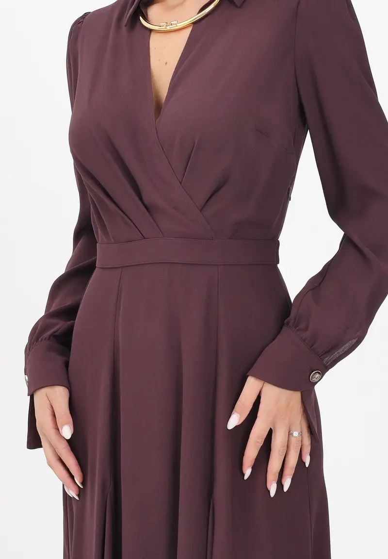 ELISABETTA FRANCHI Abito midi bordeaux da donna miniatura 2